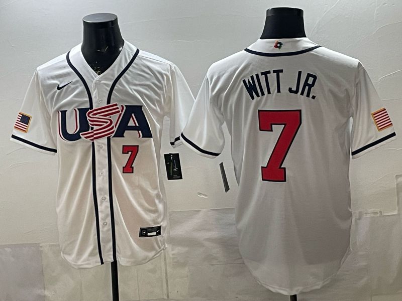 Men 2026 World Cub USA #7 Witt jr White Game Nike MLB Jersey style 004